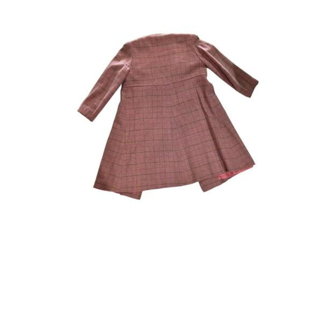 Vintage Womens Pink Plaid Coat Dress Set Double Breasted Jacket - Picture 8 of 12